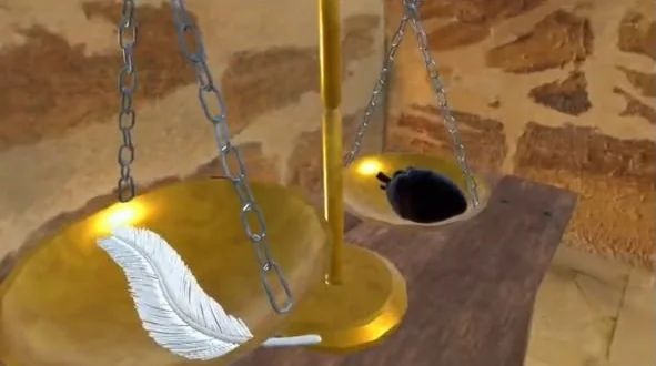 ميزان القلب والريشة من أسطورة محكمة الموتى في لعبة Egypt VR