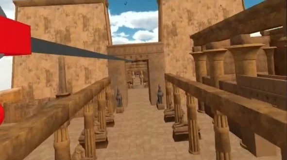 اللاعب يتنقل بين أعمدة معبد فرعوني في لعبة Egypt VR